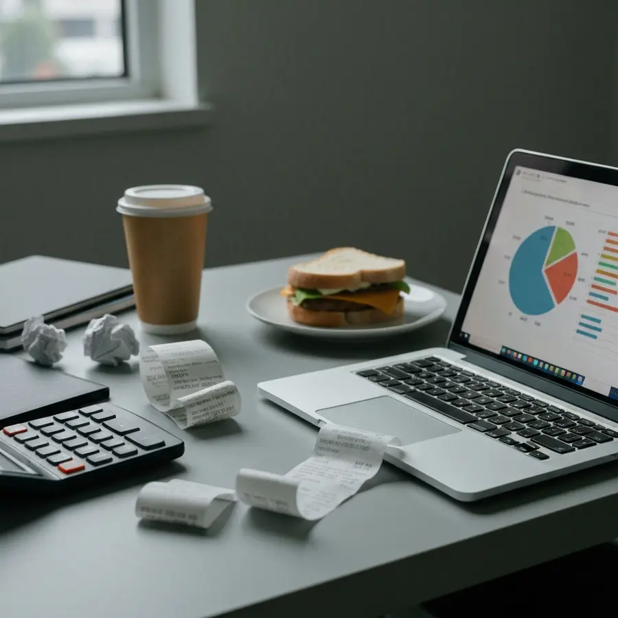 Big Cartel vs Etsy: which one is right for your shop? My honest comparison - Photo Big Cartel vs Etsy: shop expenses with receipts, calculator, and laptop display