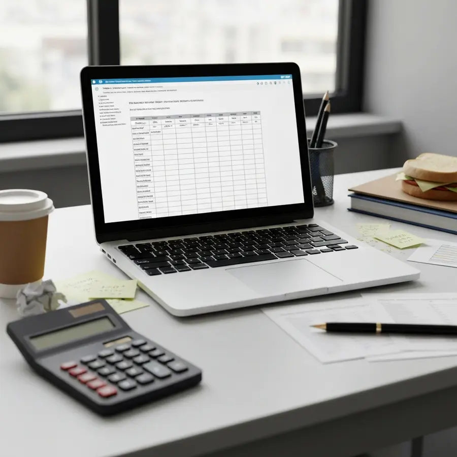 Simple public relations plan template for small projects - Photo Simple public relations plan template for small projects on laptop screen with budget notes
