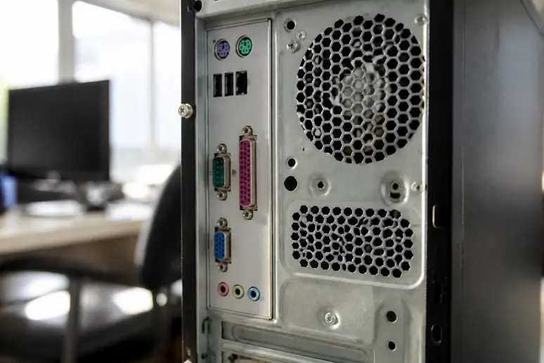 Traditional desktop setup illustrating alternative Windows faxing methods and legacy hardware constraints