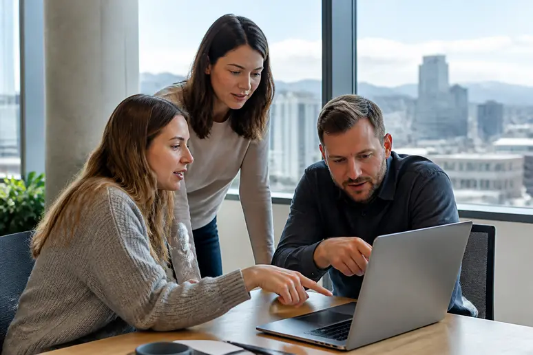 Marketing team analyzing search results to understand how to get rich snippets in Denver.