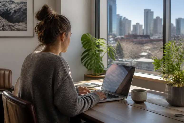 Woman optimizing YouTube videos for small channel growth using analytics at her desk.