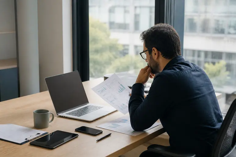 Marketer analyzing live search engine result pages to verify commercial keyword intent