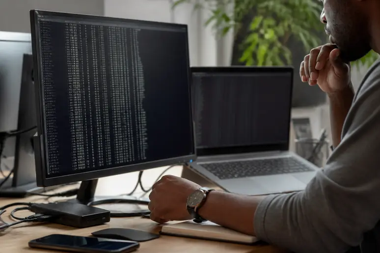 Developer reviewing query parameters and filter paths during an ecommerce technical audit