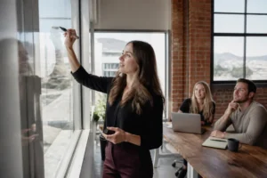 Professional strategist planning how to remove negative Google results in a modern Denver office