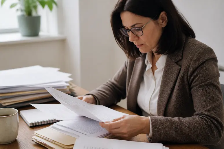 Professional reviewing regulatory guidelines and email compliance standards