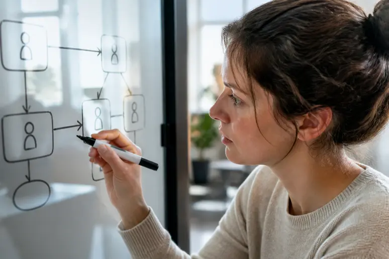 Team member mapping out a streamlined user onboarding flow to improve product adoption benchmark rates