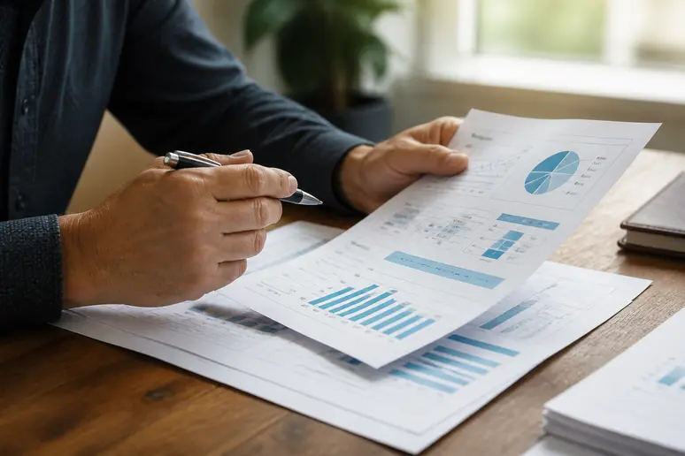 Professional reviewing local search optimization audit findings and directory listings.