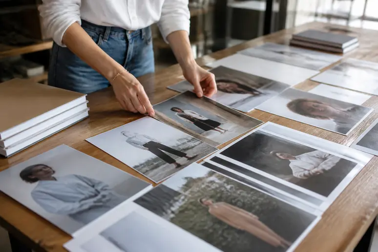 Fashion blogger organizing curated style content for approved marketing channels
